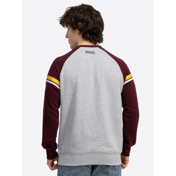 LONSDALE® Men's Crewneck Sweatshirt Regular Fit Marl Grey-Oxblood-Navy (117692)