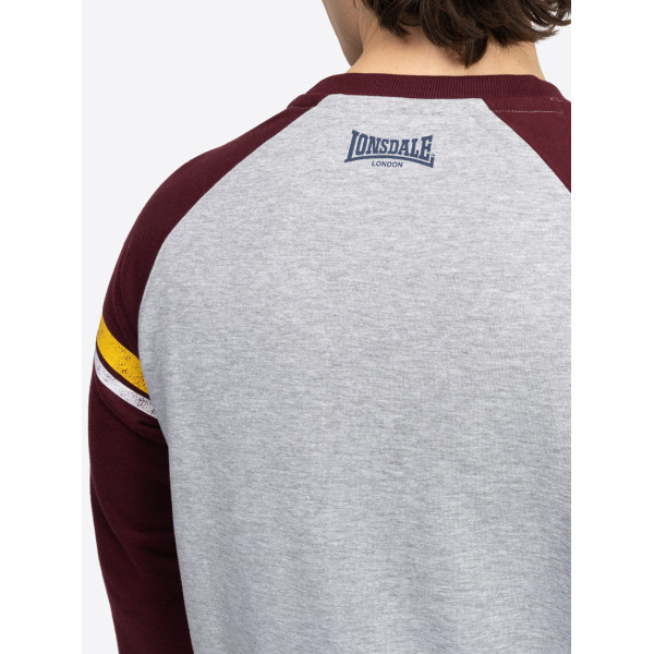 LONSDALE® Men's Crewneck Sweatshirt Regular Fit Marl Grey-Oxblood-Navy (117692)