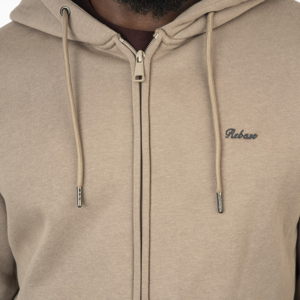REBASE® Hoodie Full-Zip Brushed Fleece Dk Beige (252RTOP-1059)