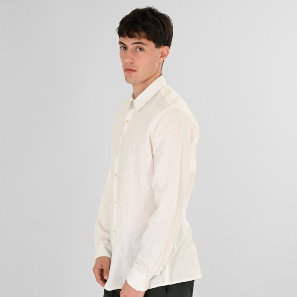 REBASE® Men’s Linen Shirts with Standard Collar and Long Sleeves Linen White (261RGS-5170)
