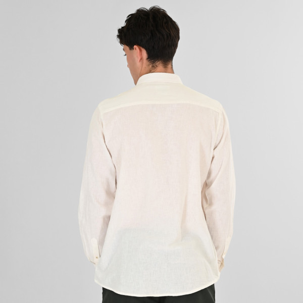 REBASE® Men’s Linen Shirts with Standard Collar and Long Sleeves Linen White (261RGS-5170)