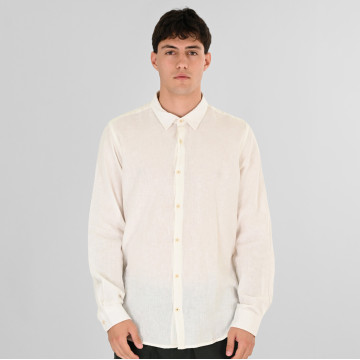 REBASE® Men’s Linen Shirts with Standard Collar and Long Sleeves Linen White (261RGS-5170)