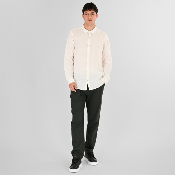 REBASE® Men’s Linen Shirts with Standard Collar and Long Sleeves Linen White (261RGS-5170)