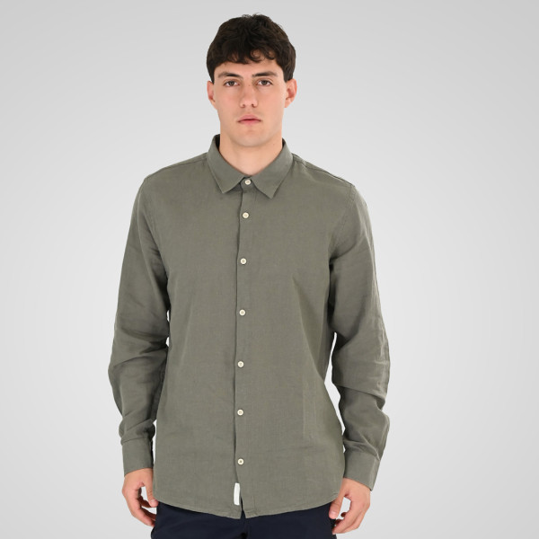 REBASE® Men’s Linen Shirts with Standard Collar and Long Sleeves Olive (261RGS-5170)