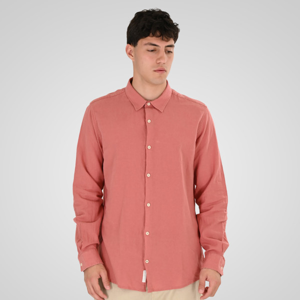 REBASE® Men’s Linen Shirts with Standard Collar and Long Sleeves Linen Dusty Coral (261RGS-5170)