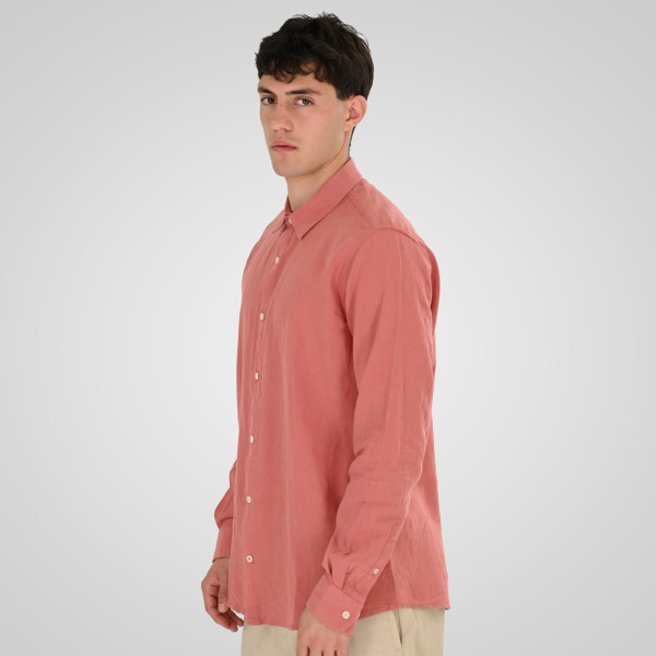 REBASE® Men’s Linen Shirts with Standard Collar and Long Sleeves Linen Dusty Coral (261RGS-5170)