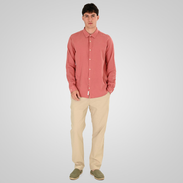 REBASE® Men’s Linen Shirts with Standard Collar and Long Sleeves Linen Dusty Coral (261RGS-5170)