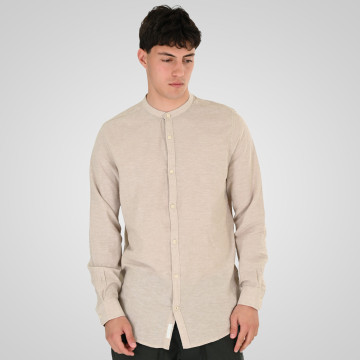 REBASE® Men’s Linen Shirts with Standard Collar and Long Sleeves Linen Beige (261RGS-5170B)