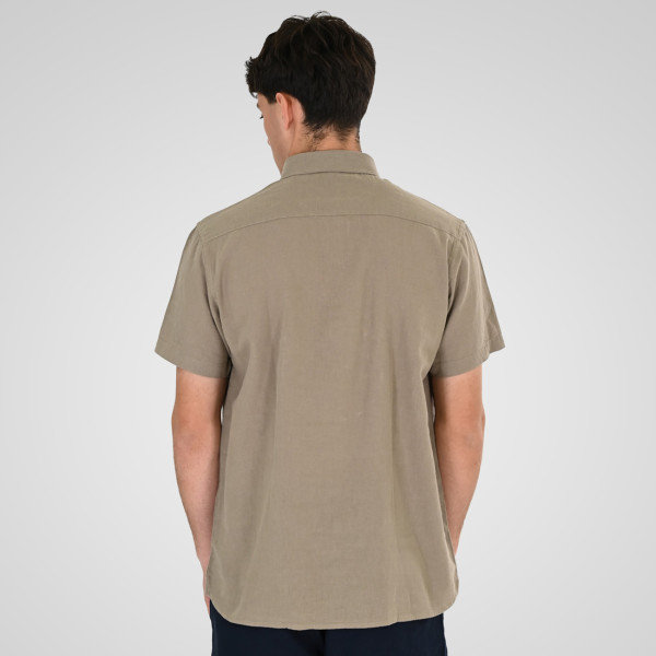 REBASE® Linen Blend Shirts with Standard Collar and Short Sleeves Taupe (261RGS-5174)