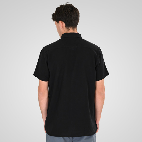 REBASE® Linen Blend Shirts with Standard Collar and Short Sleeves Black (261RGS-5174)