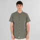REBASE® Men’s Linen Blend Shirts with Mao Collar and Short Sleeves Linen Olive (261RGS-5177)