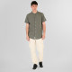 REBASE® Men’s Linen Blend Shirts with Mao Collar and Short Sleeves Linen Olive (261RGS-5177)
