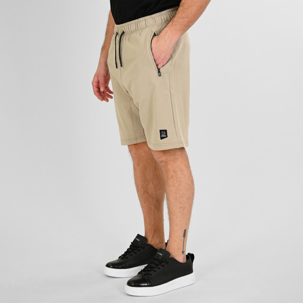 REBASE® Shorts with Zippers at Pockets Terry Fleece in Stone Beige (261RMS-6024)