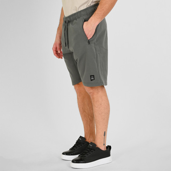 REBASE® Shorts with Zippers at Pockets Terry Fleece in Stone Khaki (261RMS-6024)