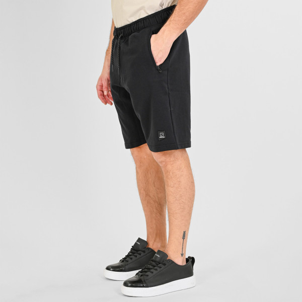 REBASE® Shorts with Zippers at Pockets Terry Fleece in Black (261RMS-6024)