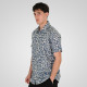 REBASE® Shirt Linen Blend with Short Sleeves and Floral Print Stone Blue (261RGS-5147)