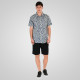 REBASE® Shirt Linen Blend with Short Sleeves and Floral Print Stone Blue (261RGS-5147)