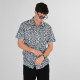 REBASE® Shirt Linen Blend with Short Sleeves and Floral Print Stone Blue (261RGS-5147)