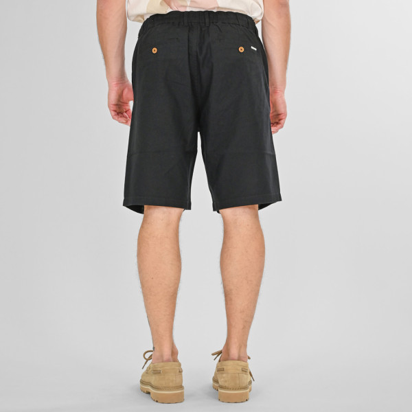 REBASE® Chinos Linen Blend Shorts with Elasticated Waistband Black (261RMSHO-7046)
