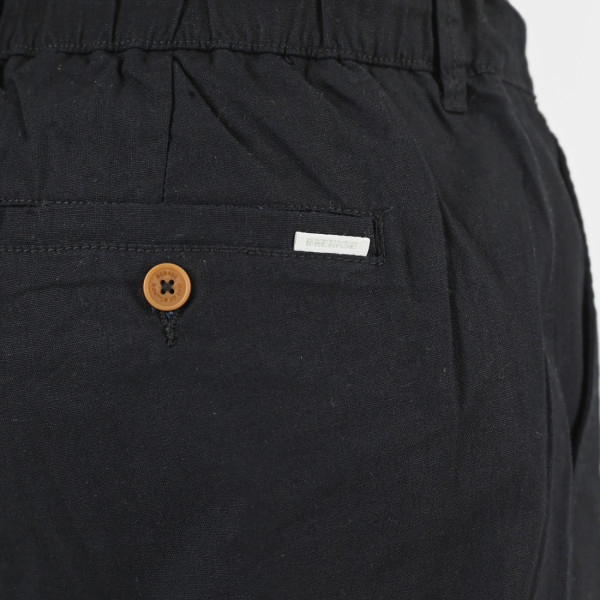 REBASE® Chinos Linen Blend Shorts with Elasticated Waistband Black (261RMSHO-7046)