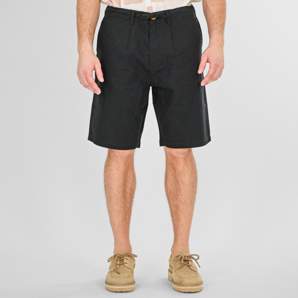 REBASE® Chinos Linen Blend Shorts with Elasticated Waistband Black (261RMSHO-7046)