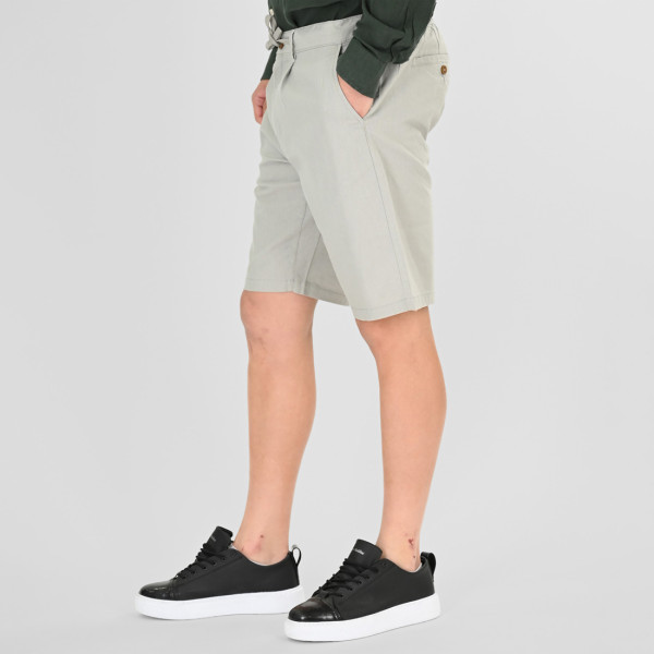 REBASE® Chinos Linen Blend Shorts with Elasticated Waistband Smoke Green (261RMSHO-7046)