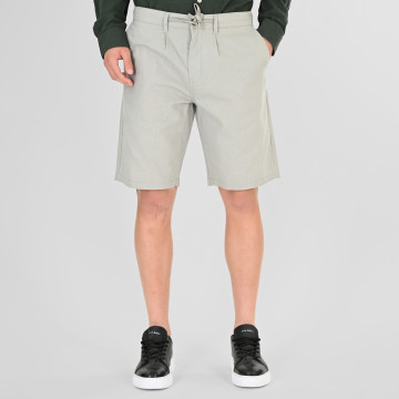 REBASE® Chinos Linen Blend Shorts with Elasticated Waistband Smoke Green (261RMSHO-7046)