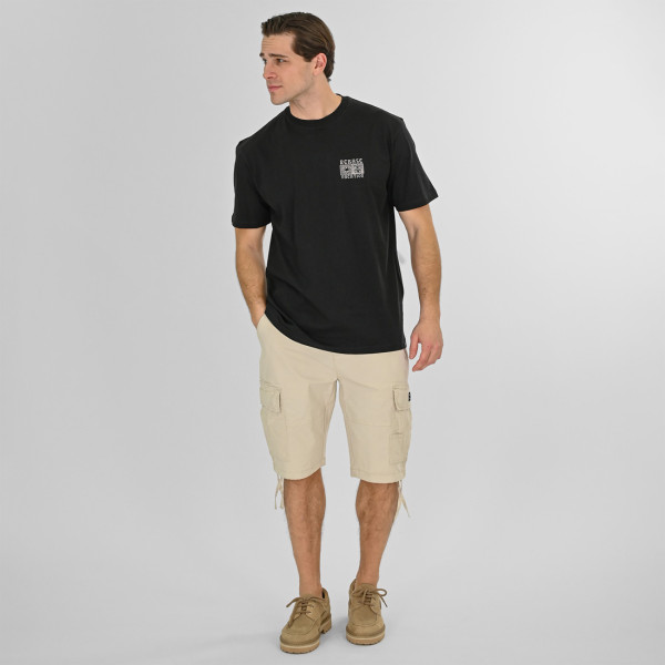 REBASE® Men’s T-Shirt Front-Back Printed Relaxed Fit Stone Black (261RTS-9096)