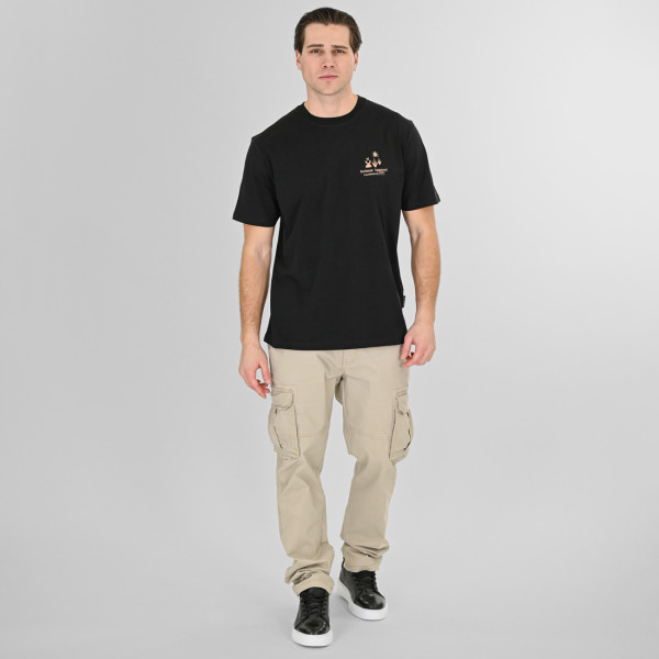 REBASE® Men’s T-Shirt Front-Back Printed Relaxed Fit Black (261RTS-9099)