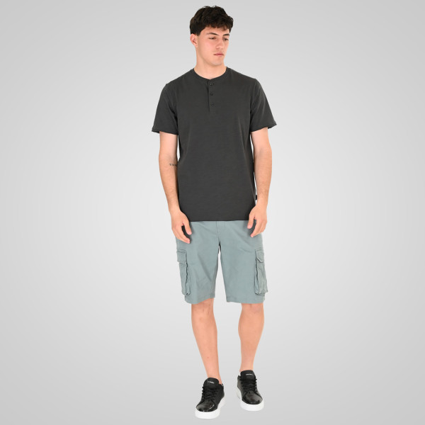 REBASE® Men’s T-Shirt Henley with Raw Edges at Sleeves and Hem Anthracite (261RTS-9114)