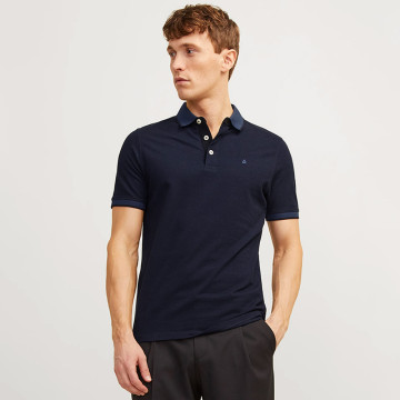 JACK & JONES® Polo Μπλούζα με Κοντό Μανίκι Dark Navy (12136668)