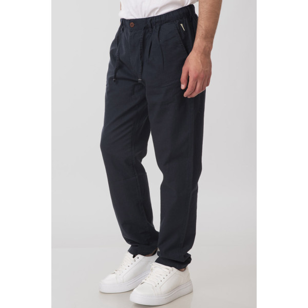 REBASE® Men’s Chinos Linen Blend Pant with Elasticated Waistband Navy (251RCP-4031)