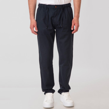 REBASE® Men’s Chinos Linen Blend Pant with Elasticated Waistband Navy (251RCP-4031)