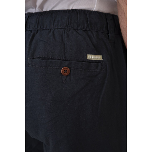 REBASE® Men’s Chinos Linen Blend Pant with Elasticated Waistband Navy (251RCP-4031)