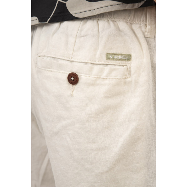 REBASE® Men’s Chinos Linen Blend Pant with Elasticated Waistband Linen White (251RCP-4031)