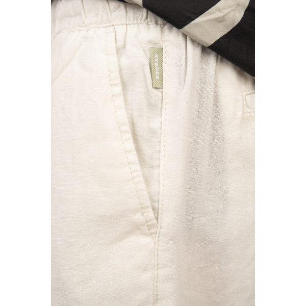 REBASE® Men’s Chinos Linen Blend Pant with Elasticated Waistband Linen White (251RCP-4031)