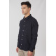 REBASE® Men’s Shirt Linen Blend with Standard Collar and Long Sleeves Navy (251RGS-5056)