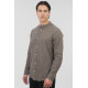 REBASE® Men’s Shirt Linen Blend With Mao Collar And Long Sleeves Olive (251RGS-5057)