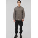 REBASE® Men’s Shirt Linen Blend With Mao Collar And Long Sleeves Olive (251RGS-5057)