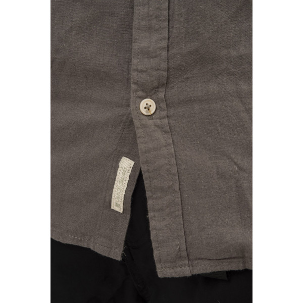 REBASE® Men’s Shirt Linen Blend With Mao Collar And Long Sleeves Olive (251RGS-5057)