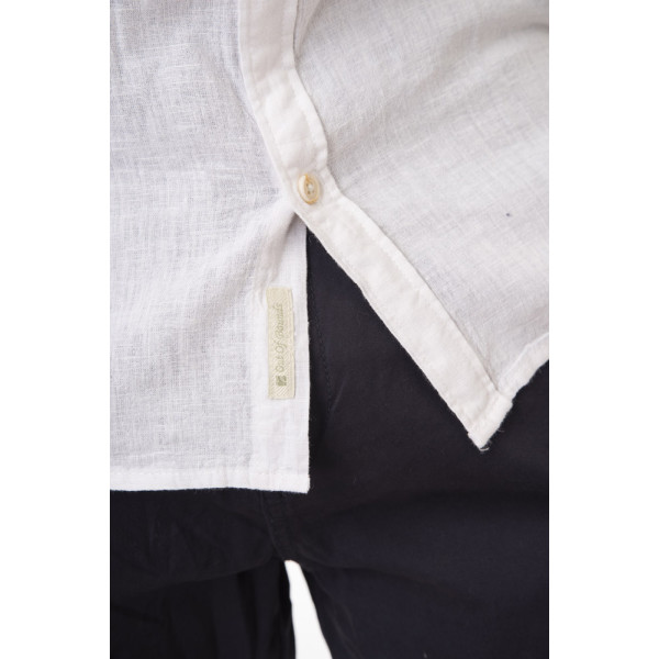 REBASE® Men’s Shirt Linen Blend With Mao Collar And Long Sleeves Linen White (251RGS-5057)