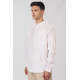 REBASE® Men’s Shirt Linen Blend With Long Sleeves Mao Collar And Half Button Placket Linen White (251RGS-5059)