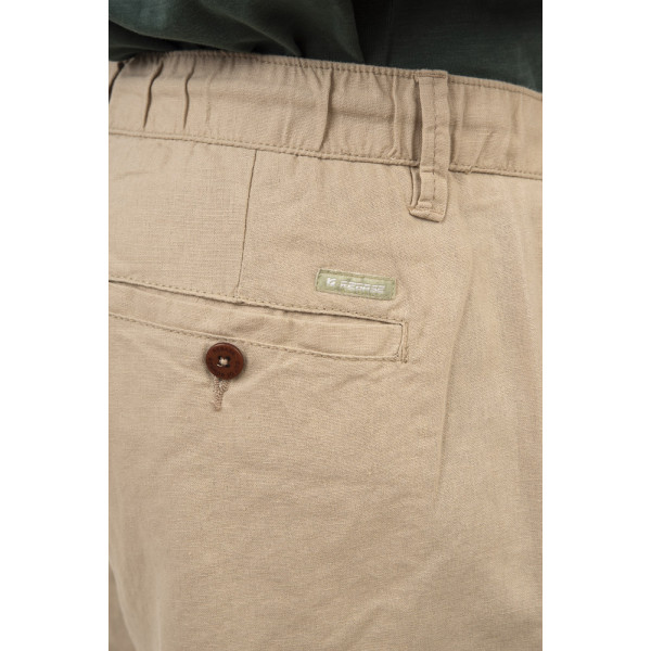 REBASE® Men’s Chinos Linen Blend Pant with Elasticated Waistband Light Beige (251RCP-4031)