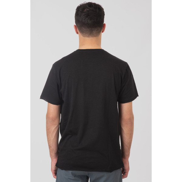 REBASE® Men’s T-Shirt Henley with Raw Edges at Sleeves and Hem Black (251RTS-9033)