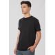 REBASE® Men’s T-Shirt Henley with Raw Edges at Sleeves and Hem Black (251RTS-9033)