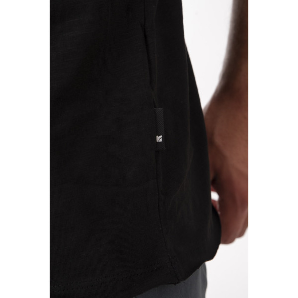 REBASE® Men’s T-Shirt Henley with Raw Edges at Sleeves and Hem Black (251RTS-9033)